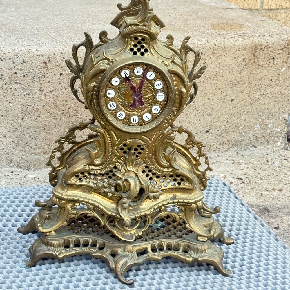 Antique Gold Bronze Ornate Mantel Clock Frame